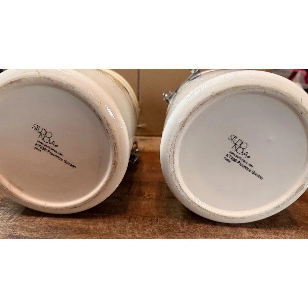 Studio Nova Provence Garden Ceramic Canister Set KT436 Floral Airtight Jars 2pc